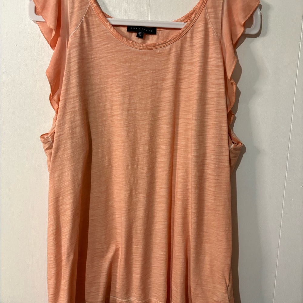 Sanctuary Coral Ruffle Sleeve Tank Top